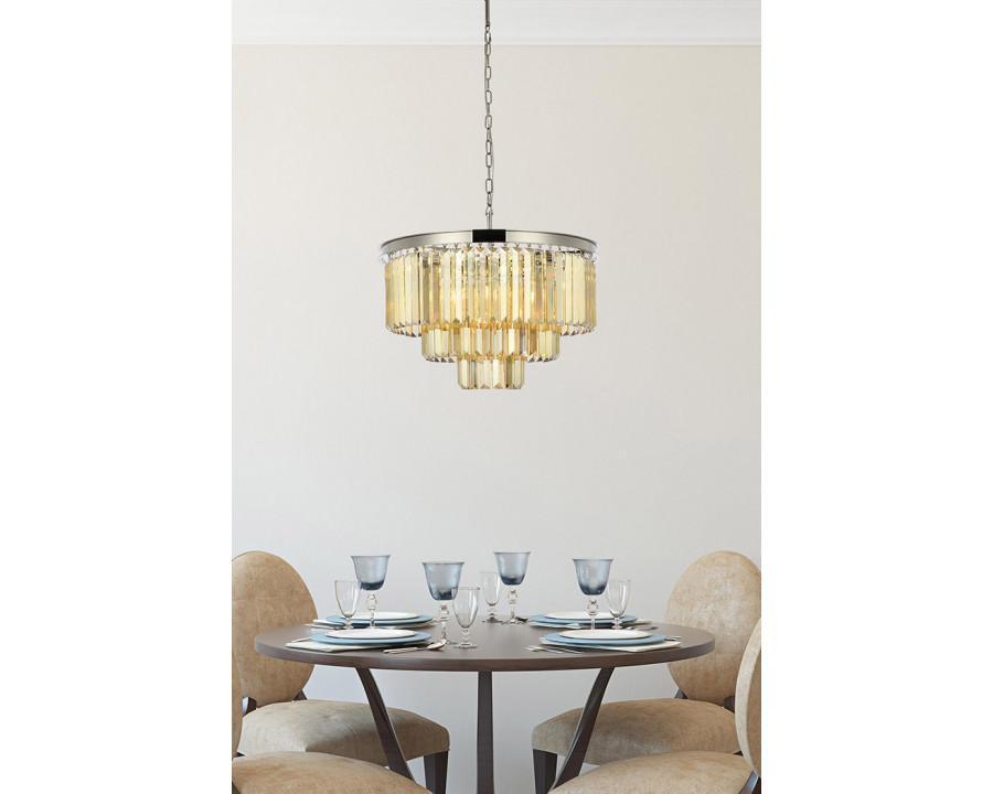 Elegant Urban Classic Chandelier - Polished Nickel/Gold, L 26" (1231D26PN-GT-RC)