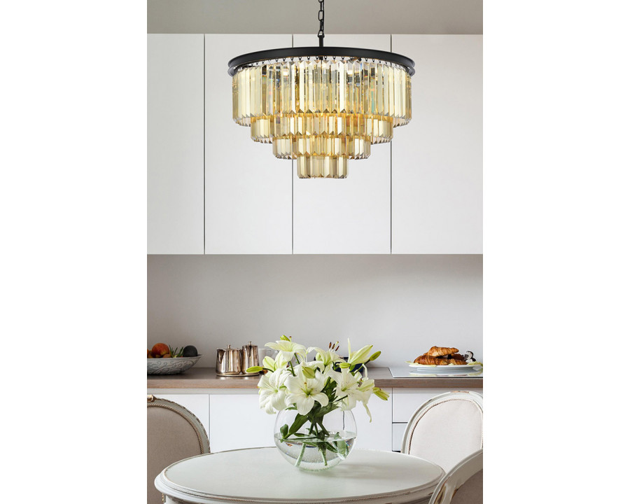 Elegant Urban Classic Chandelier - Matte Black/Gold, L 32" (1231D32MB-GT-RC)