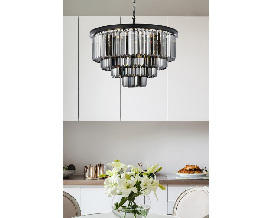 Elegant Urban Classic Chandelier - Matte Black/Silver, L 32" (1231D32MB-SS-RC)