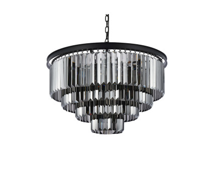 Elegant Urban Classic Chandelier - Matte Black/Silver, L 32" (1231D32MB-SS-RC)