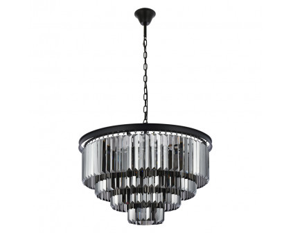 Elegant Urban Classic Chandelier - Matte Black/Silver, L 32" (1231D32MB-SS-RC)