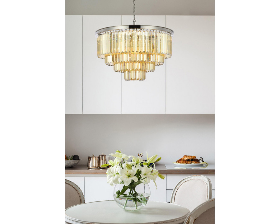 Elegant Urban Classic Chandelier - Polished Nickel/Gold, L 32" (1231D32PN-GT-RC)