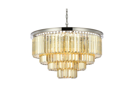 Elegant Urban Classic Chandelier - Polished Nickel/Gold, L 32" (1231D32PN-GT-RC)