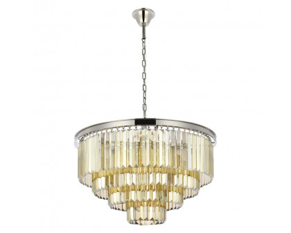 Elegant Urban Classic Chandelier - Polished Nickel/Gold, L 32" (1231D32PN-GT-RC)