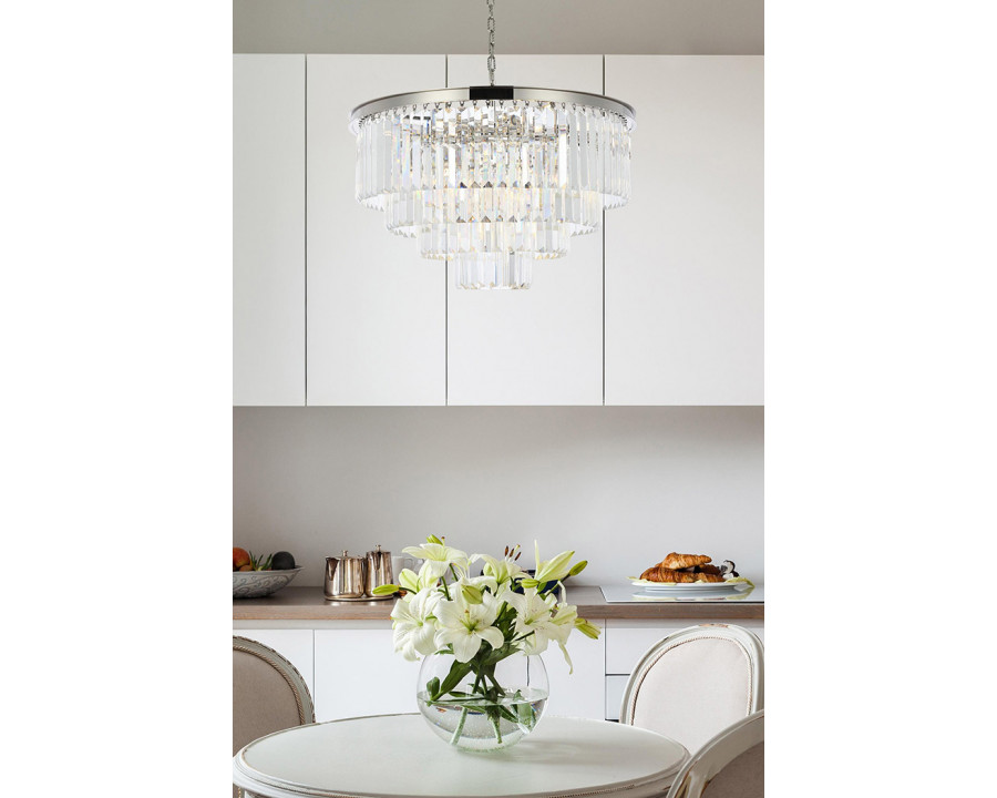 Elegant Urban Classic Chandelier - Polished Nickel, L 32" (1231D32PN-RC)