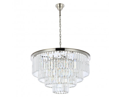 Elegant Urban Classic Chandelier - Polished Nickel, L 32" (1231D32PN-RC)