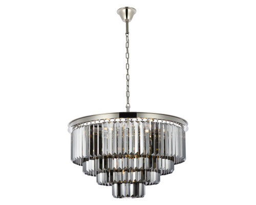 Elegant Urban Classic Chandelier - Polished Nickel/Silver, L 32" (1231D32PN-SS-RC)