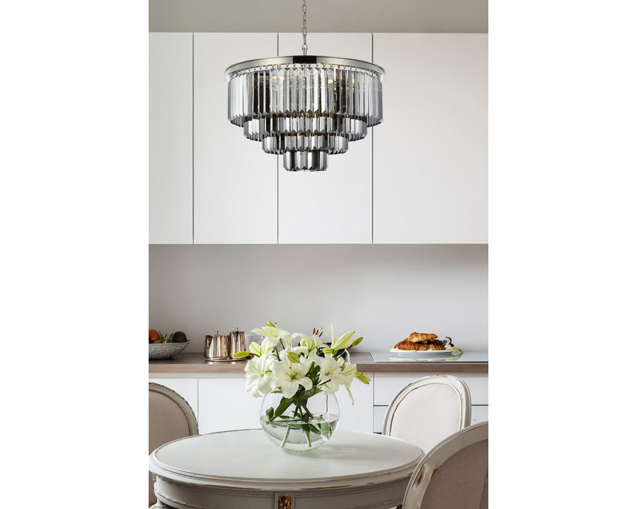 Elegant Urban Classic Chandelier - Polished Nickel/Silver, L 32" (1231D32PN-SS-RC)