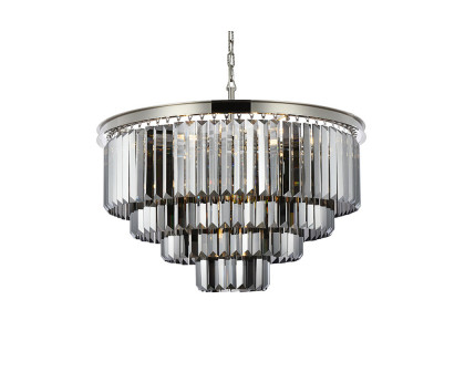 Elegant Urban Classic Chandelier - Polished Nickel/Silver, L 32" (1231D32PN-SS-RC)