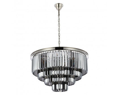 Elegant Urban Classic Chandelier - Polished Nickel/Silver, L 32" (1231D32PN-SS-RC)