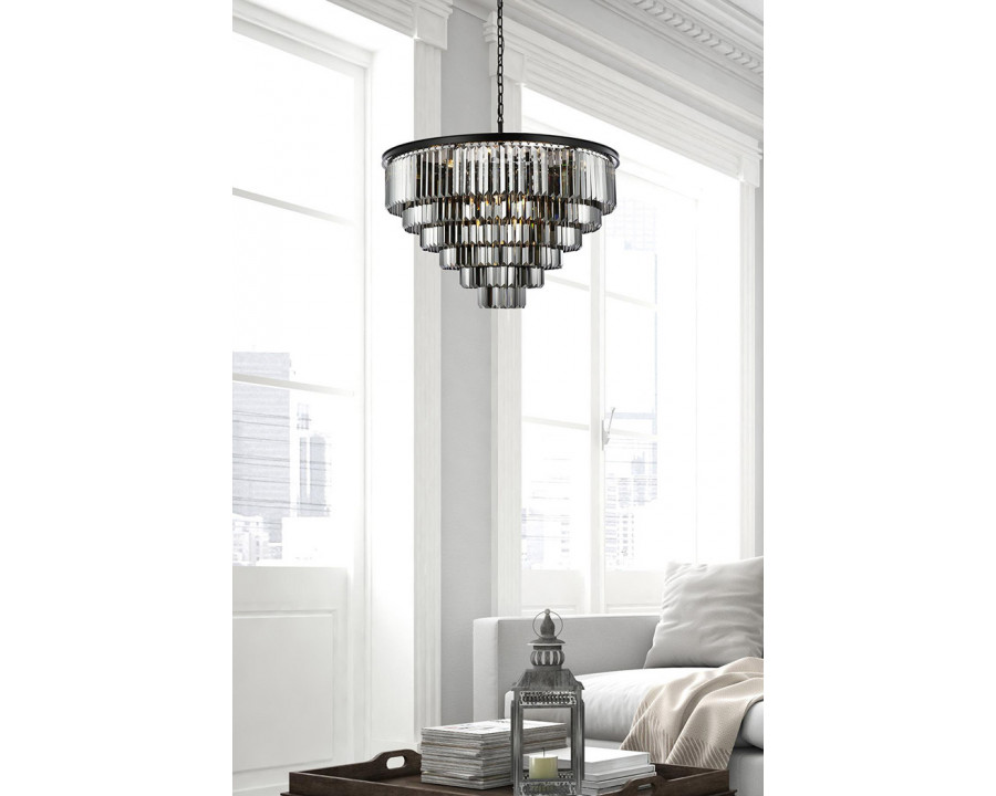 Elegant Urban Classic Chandelier - Matte Black/Silver, L 44" (1231D44MB-SS-RC)