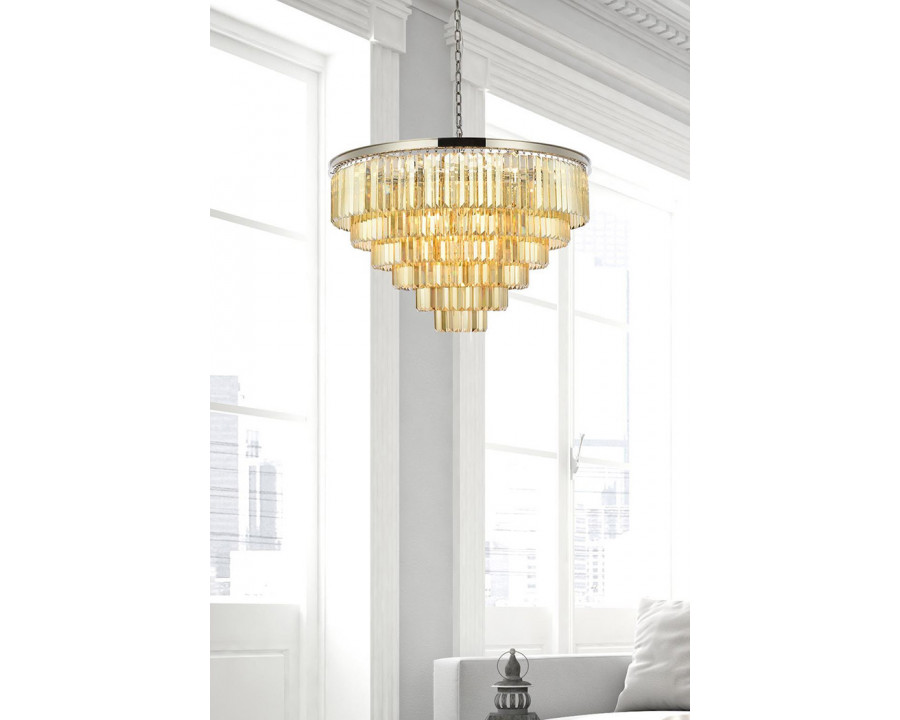 Elegant Urban Classic Chandelier - Polished Nickel/Gold, L 44" (1231D44PN-GT-RC)