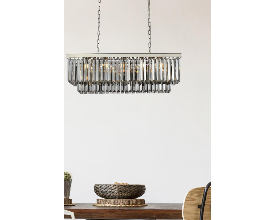 Elegant Urban Classic Chandelier - Polished Nickel/Silver, L 40" (1232D40PN-SS-RC)