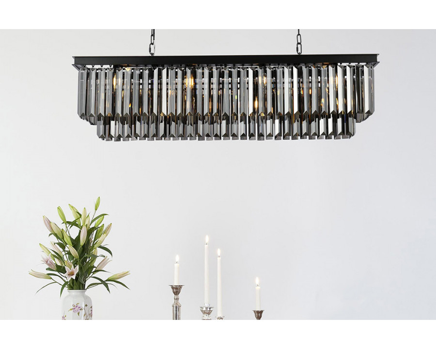 Elegant Urban Classic Chandelier - Matte Black/Silver, L 50" (1232D50MB-SS-RC)