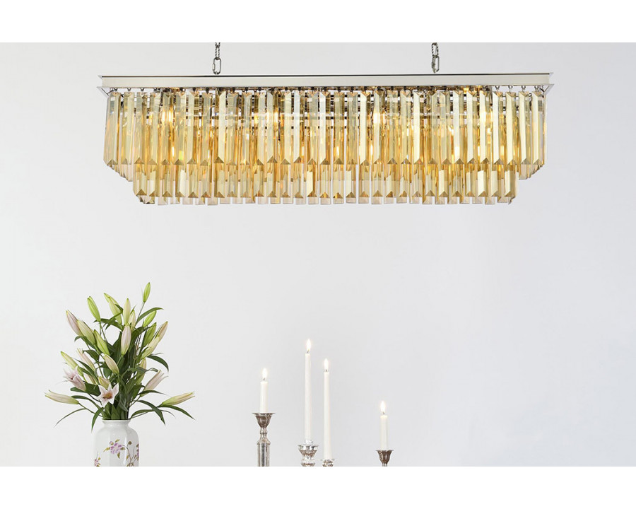 Elegant Urban Classic Chandelier - Polished Nickel/Gold, L 50" (1232D50PN-GT-RC)