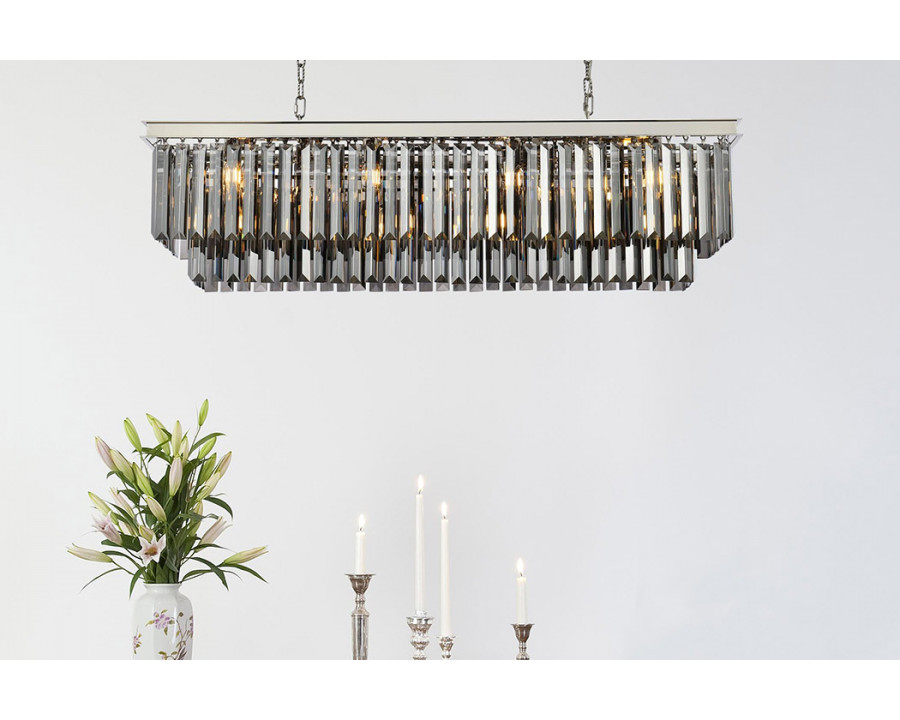 Elegant Urban Classic Chandelier - Polished Nickel/Silver, L 50" (1232D50PN-SS-RC)