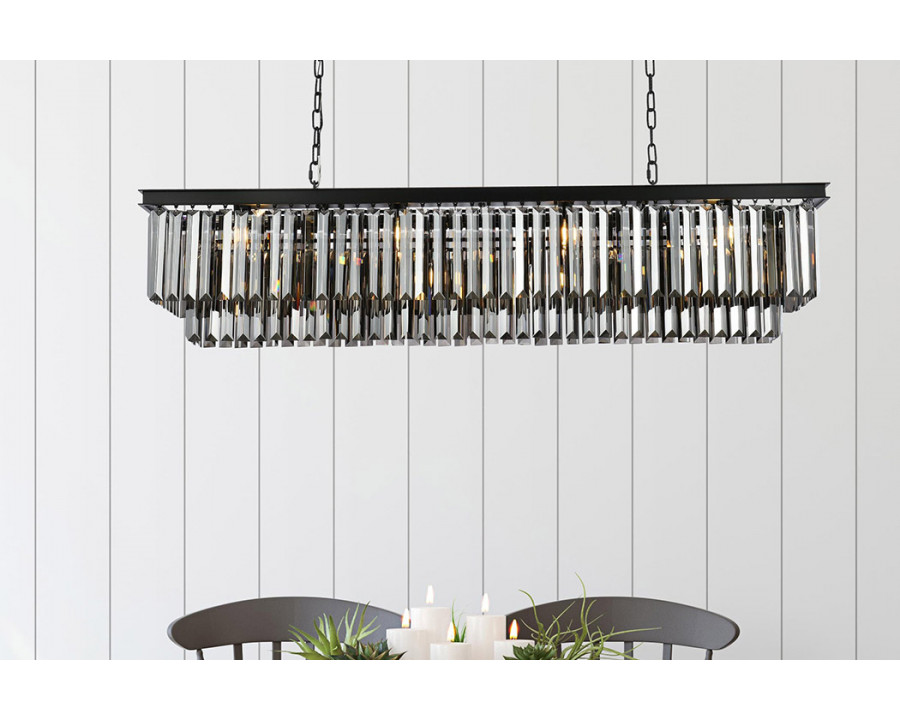 Elegant Urban Classic Chandelier - Matte Black/Silver, L 60" (1232D60MB-SS-RC)