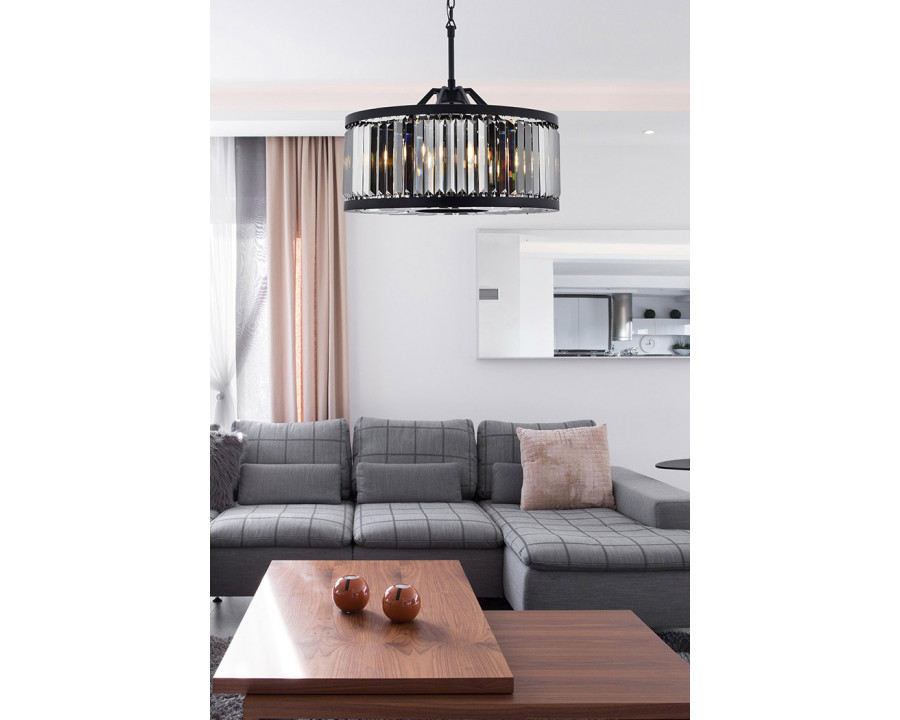 Elegant Urban Classic Chandelier - Matte Black/Silver, L 28" (1233D28MB-SS-RC)