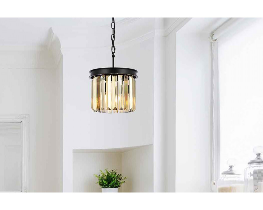 Elegant Urban Classic Pendant - Matte Black/Gold, L 12" (1238D12MB-GT-RC)