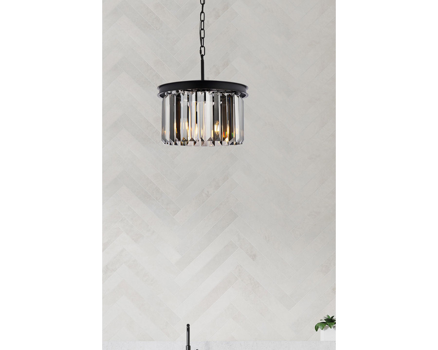 Elegant Urban Classic Pendant - Matte Black/Silver, L 16" (1238D16MB-SS-RC)