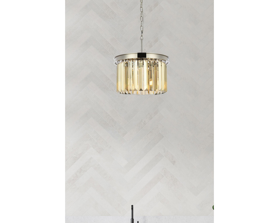 Elegant Urban Classic Pendant - Polished Nickel/Gold, L 16" (1238D16PN-GT-RC)