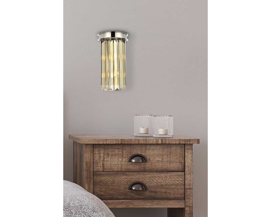 Elegant Urban Classic Wall Sconce - Polished Nickel/Golden Teak (1238W8PN-GT-RC)