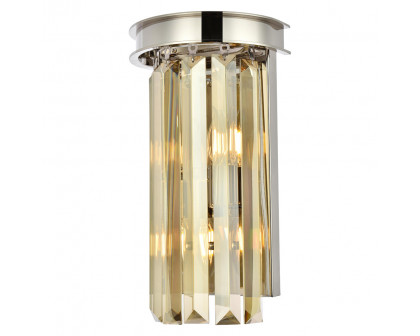 Elegant Urban Classic Wall Sconce - Polished Nickel/Golden Teak (1238W8PN-GT-RC)