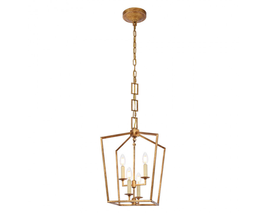 Elegant Urban Classic Denmark Collection 4-Light Pendant Lamp - Golden Iron, L 12" (1512D12GI)