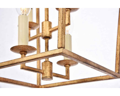 Elegant Urban Classic Denmark Collection 4-Light Pendant Lamp - Golden Iron, L 12" (1512D12GI)