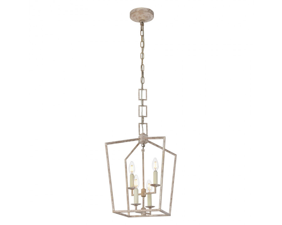 Elegant Urban Classic Denmark Collection 4-Light Pendant Lamp - Ivory Wash/Steel Gray, L 12" (1512D12IW)