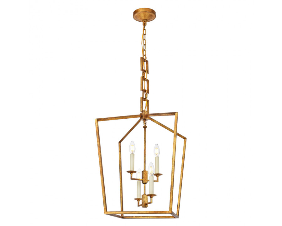 Elegant Urban Classic Denmark Collection 4-Light Pendant Lamp - Golden Iron, L 17" (1512D17GI)