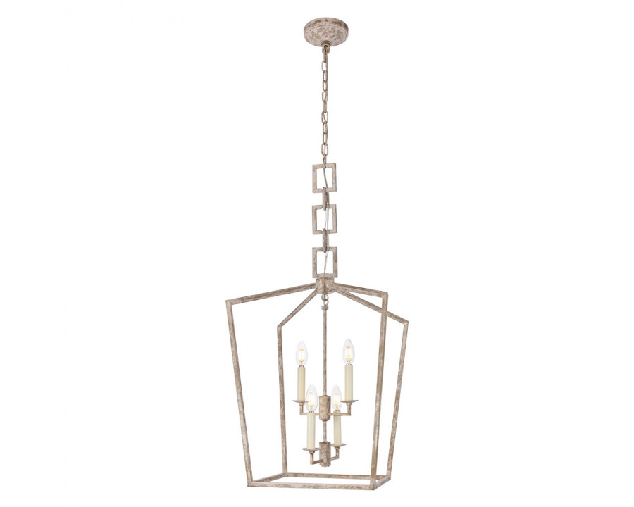 Elegant Urban Classic Denmark Collection 4-Light Pendant Lamp - Ivory Wash/Steel Gray, L 17" (1512D17IW)