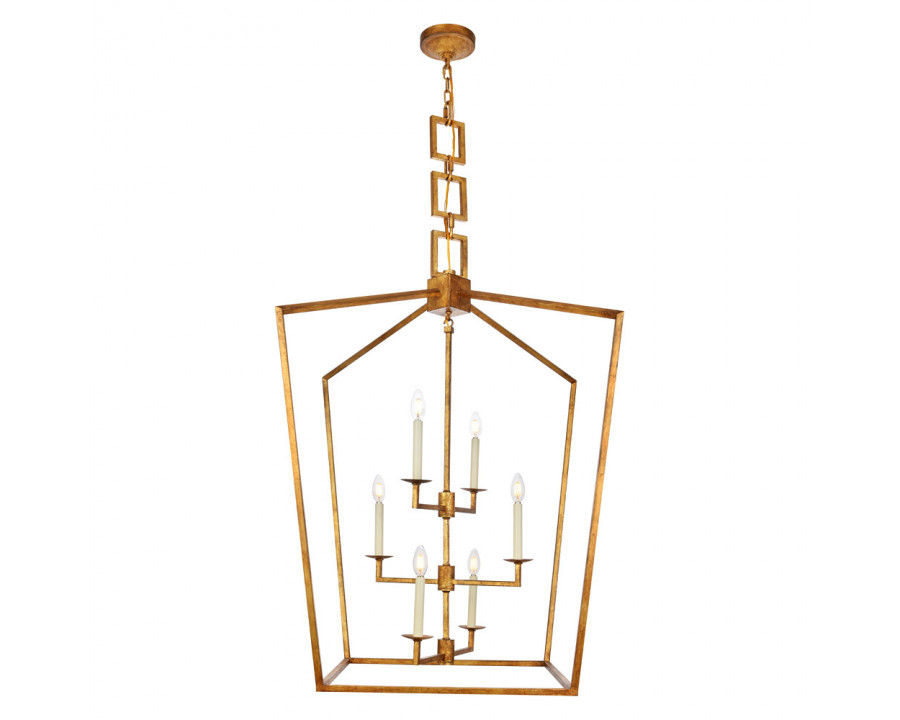 Elegant Urban Classic Denmark Collection 4-Light Pendant Lamp - Golden Iron, L 29" (1512D29GI)