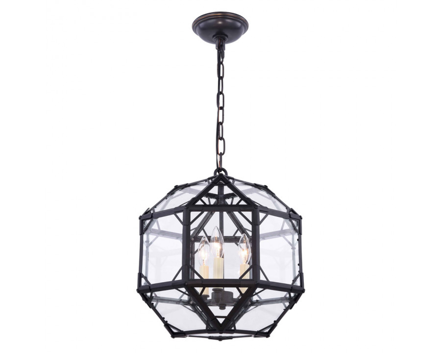 Elegant Parisian Octagonal 3 Lights Pendant - Rustic Zinc, L 14" (1514D14RZ)