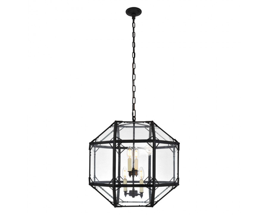 Elegant Parisian Octagonal 3 Lights Pendant - Rustic Zinc, L 19" (1514D19RZ)