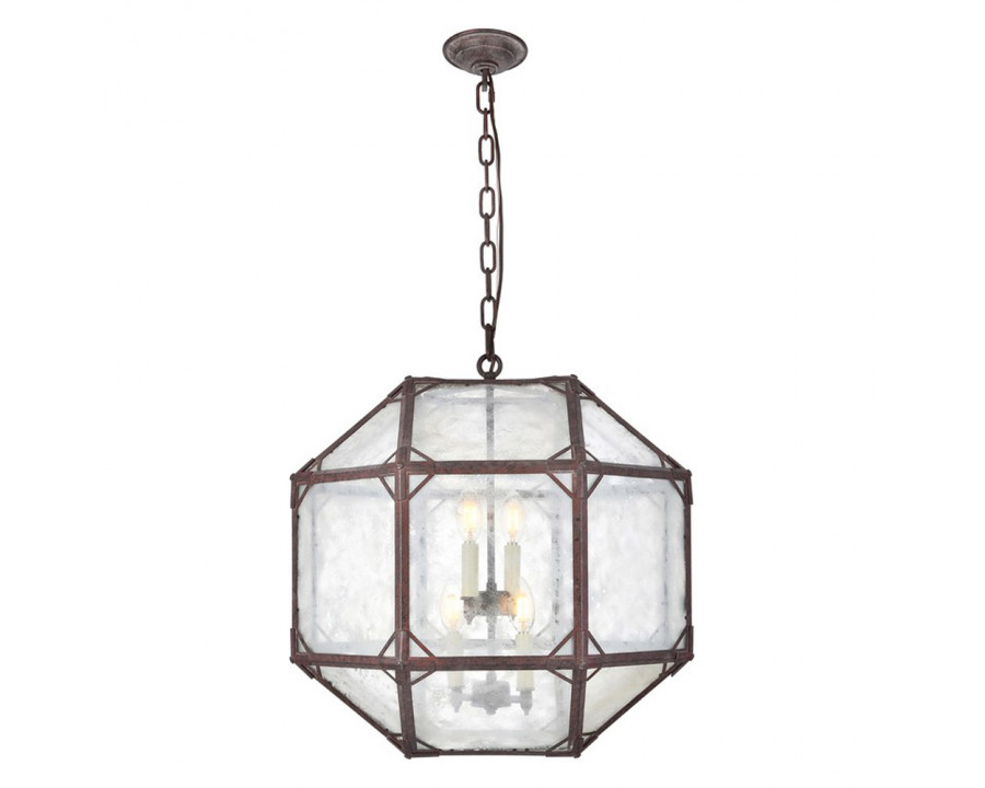 Elegant Parisian Octagonal 3 Lights Pendant - Saddle Rust, L 19" (1514D19SR)