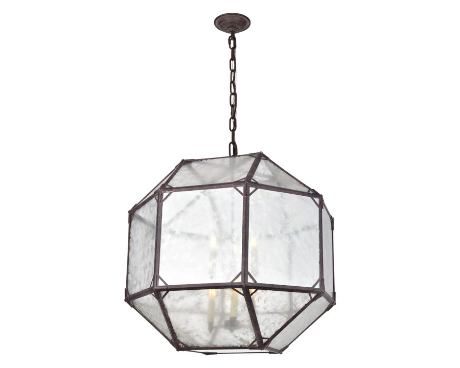 Elegant Parisian Octagonal 3 Lights Pendant - Saddle Rust, L 24" (1514D24SR)