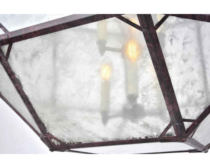 Elegant Parisian Octagonal 3 Lights Pendant - Saddle Rust, L 24" (1514D24SR)