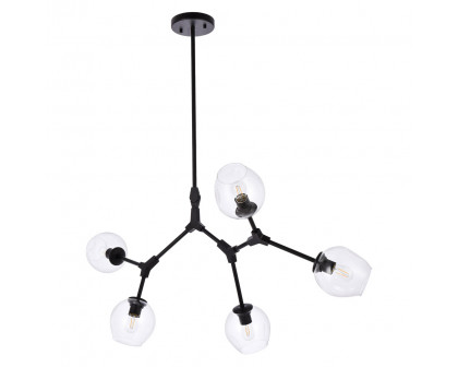 Elegant Cavoli 5 Lights Chandelier - Black (1712D42BK)