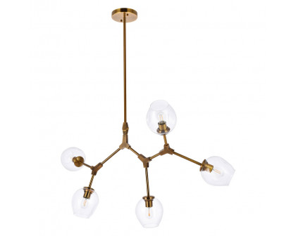 Elegant Cavoli 5 Lights Chandelier - Brass (1712D42BR)