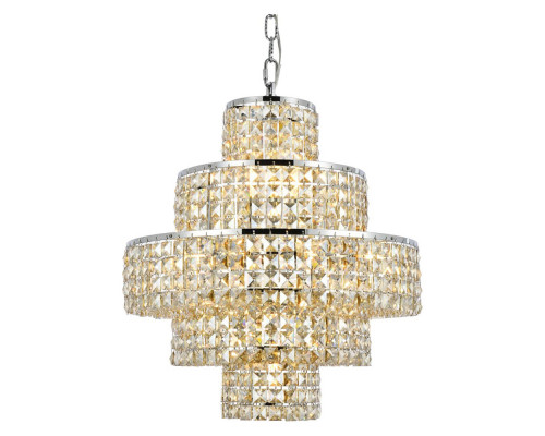 Elegant Maxim 13 Lights Chandelier - Chrome/Golden Teak, L 20" (2039D20C-GT-RC)