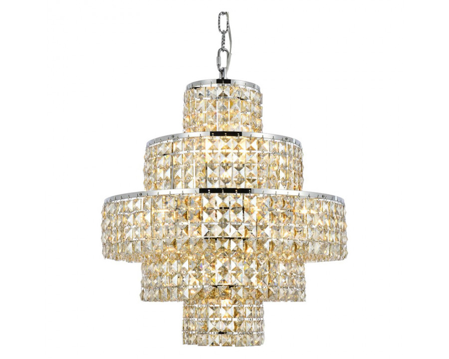 Elegant Maxim 13 Lights Chandelier - Chrome/Golden Teak, L 20" (2039D20C-GT-RC)