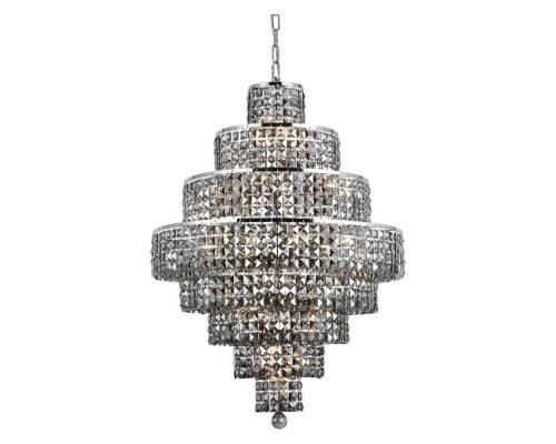 Elegant Maxim 13 Lights Chandelier - Chrome/Silver Shade, L 26" (2039D26C-SS-RC)