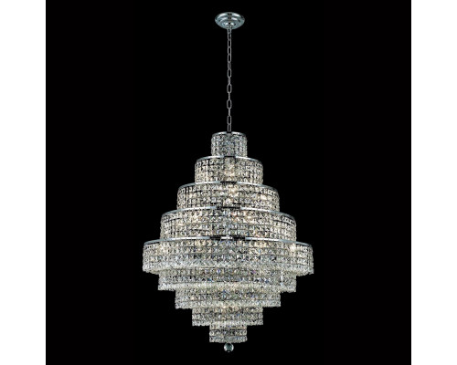 Elegant Maxim 13 Lights Chandelier - Chrome/Golden Teak, L 30" (2039D30C-GT-RC)