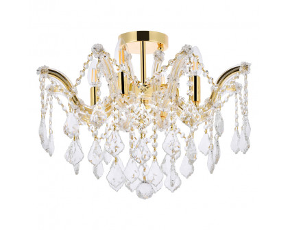 Elegant Maria Theresa 4 Light Flush Mount - Gold, L 18" (2800F18G-RC)