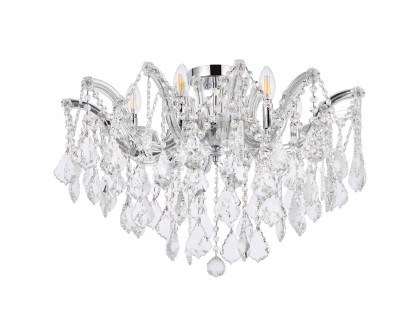 Elegant Maria Theresa 4 Light Flush Mount - Chrome, L 24" (2800F24C-EC)