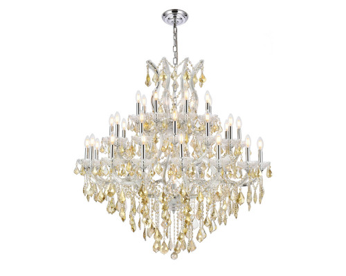 Elegant Maria Theresa 41 Light Chandelier - Chrome/Golden Teak, L 44" (2800G44C-GT-RC)