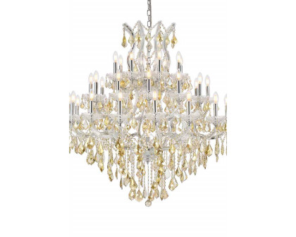 Elegant Maria Theresa 41 Light Chandelier - Chrome/Golden Teak, L 44" (2800G44C-GT-RC)