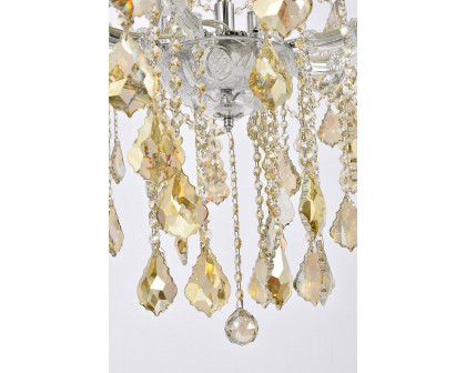 Elegant Maria Theresa 41 Light Chandelier - Chrome/Golden Teak, L 44" (2800G44C-GT-RC)