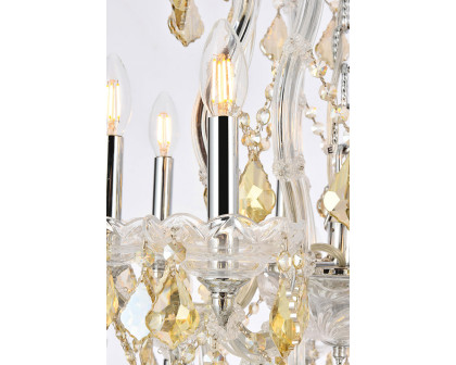 Elegant Maria Theresa 41 Light Chandelier - Chrome/Golden Teak, L 44" (2800G44C-GT-RC)